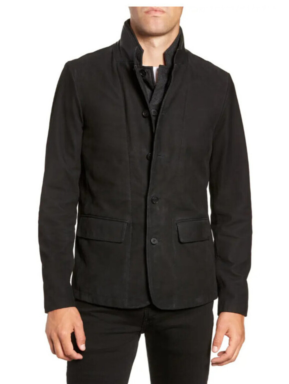 NWT,  AllSaints Survey Slim Fit Leather Blazer in Black - Size S #SJ2415